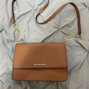 Michael Kors Tan Crossbody Bag with Gold Chain